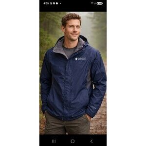 ​Eddie Bauer EB550 OneWater Yacht Group Men's Rain Jacket Hooded Blue Large